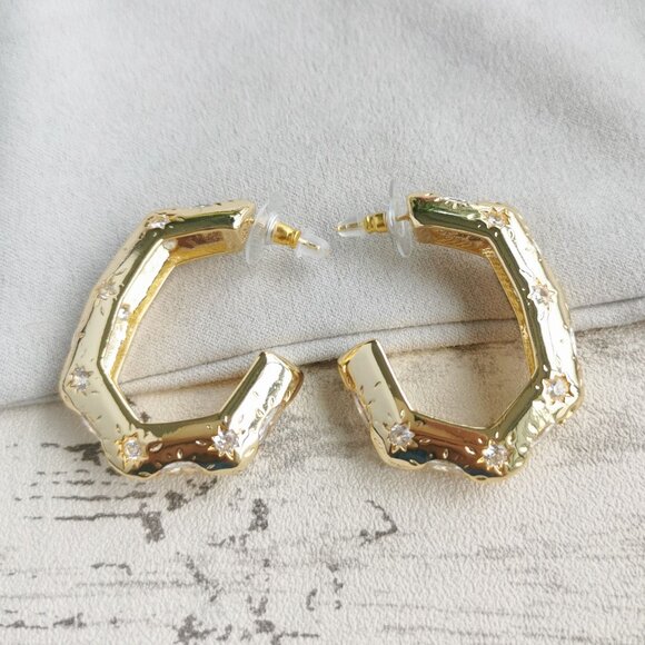 Kendra Scott Gold White CZ Hoop Earrings - Holland - Picture 3 of 4